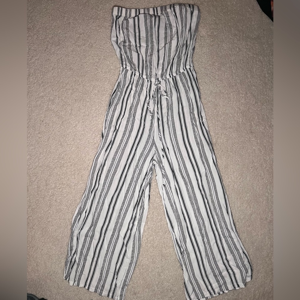 Strapless striped Romper